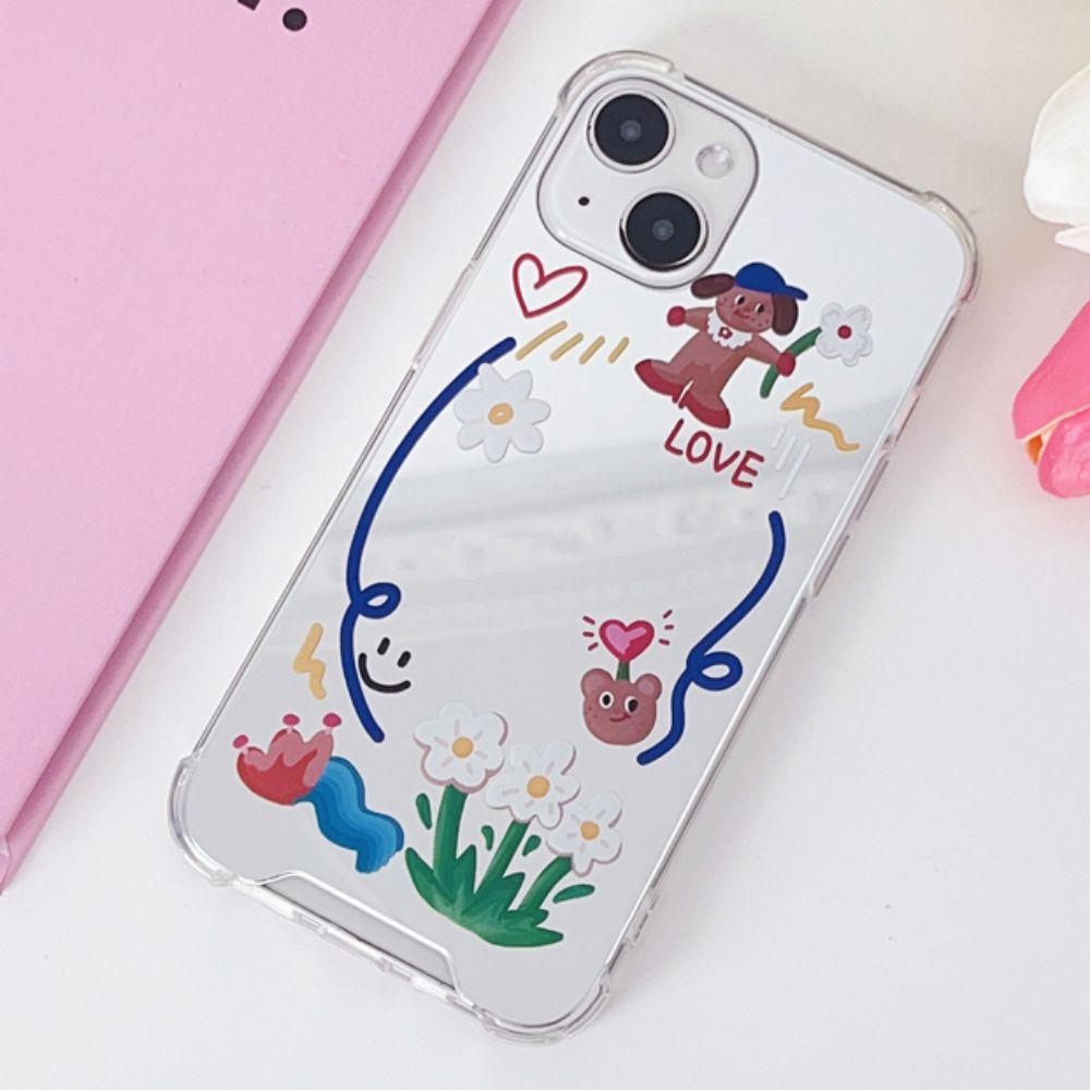 Ốp Điện Thoại TPU Mềm Tráng Gương Chống Sốc In Hình Vẽ Chó Doodle Thời Trang Cho IPhone 14 13 12 11 Pro Max