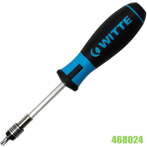 Tay vặn vít đa năng WITTE 468024 cán chứa 6 vít đầu sao từ T10-T40 dòng Pro.Sản xuất tại Đức