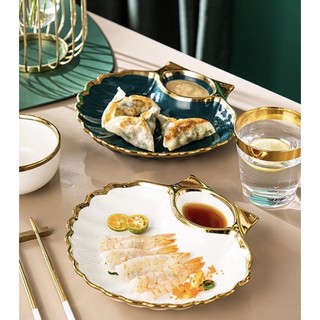 đĩa sứ viền vàng