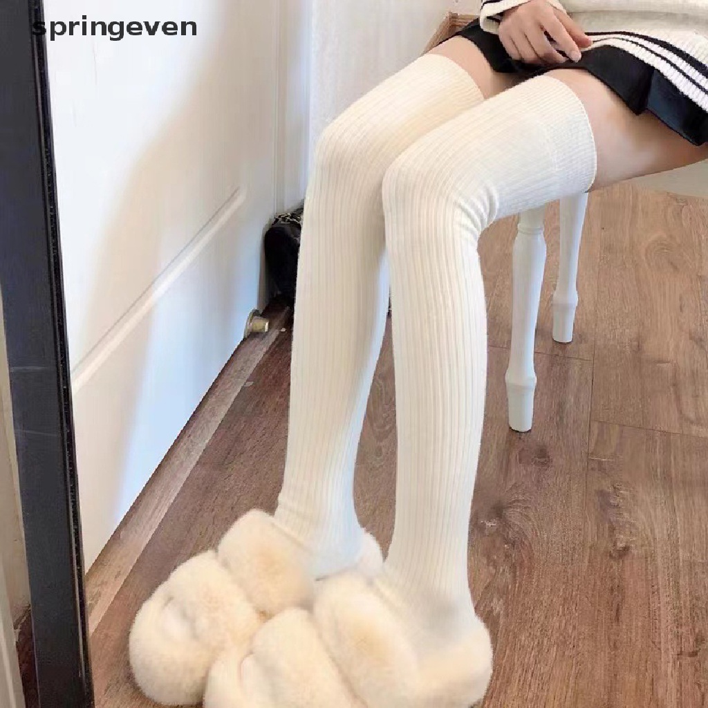 Vớ Cotton Dày Giữ Ấm Mùa Thu Đông Họa Tiết Sọc Dọc Màu Sắc Đơn Giản Cho Nữ