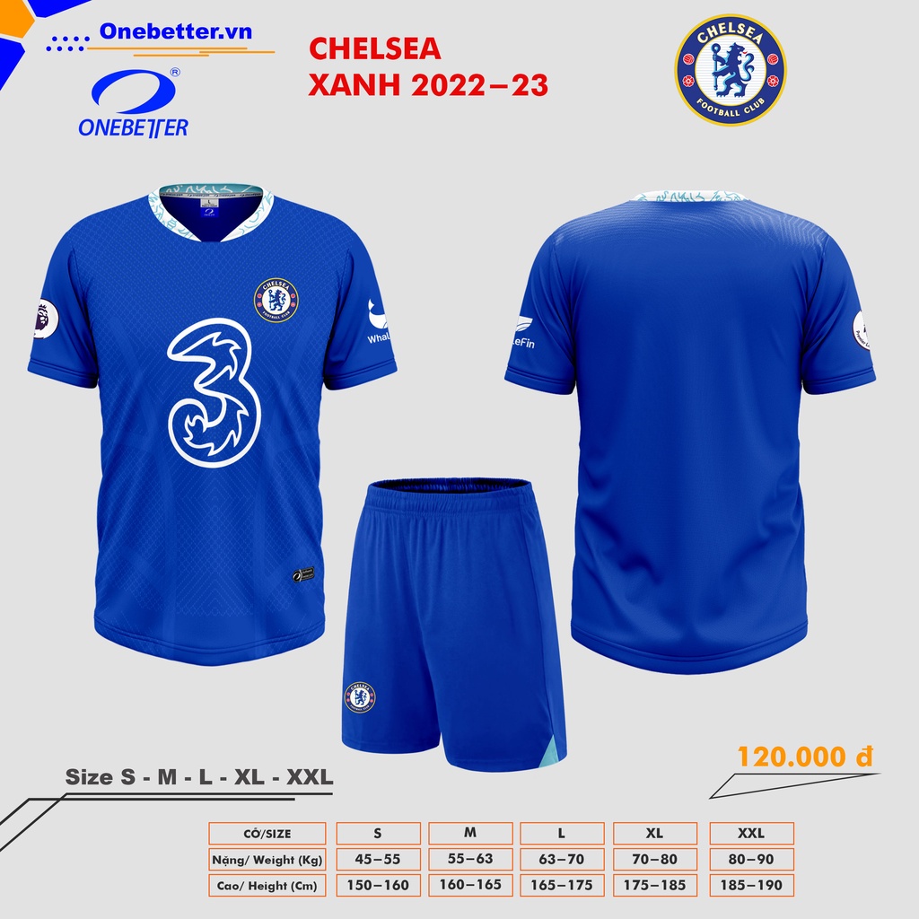 Quần Áo Bóng Đá, Đồ Đá Banh Chelsea Xanh Bích 2022 2023 - Thun Lạnh Cao Cấp, Không Nhăn, Không Xù Lông