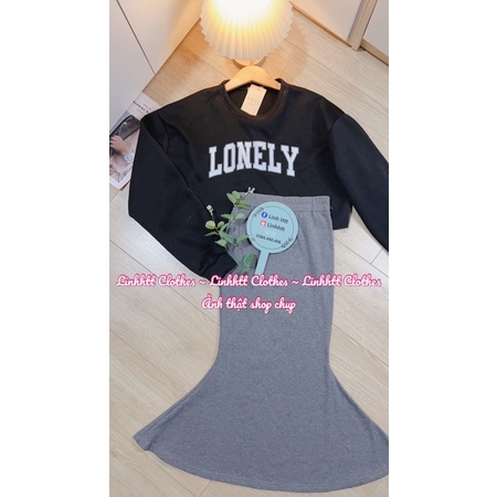 SALE -SET NỈ ĐUÔI CÁ DÁNG DÀI ÁO CROTOP MPB