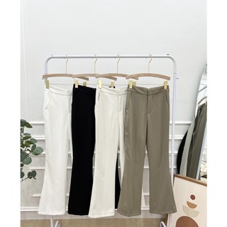 Quần vải ống loe cạp cao