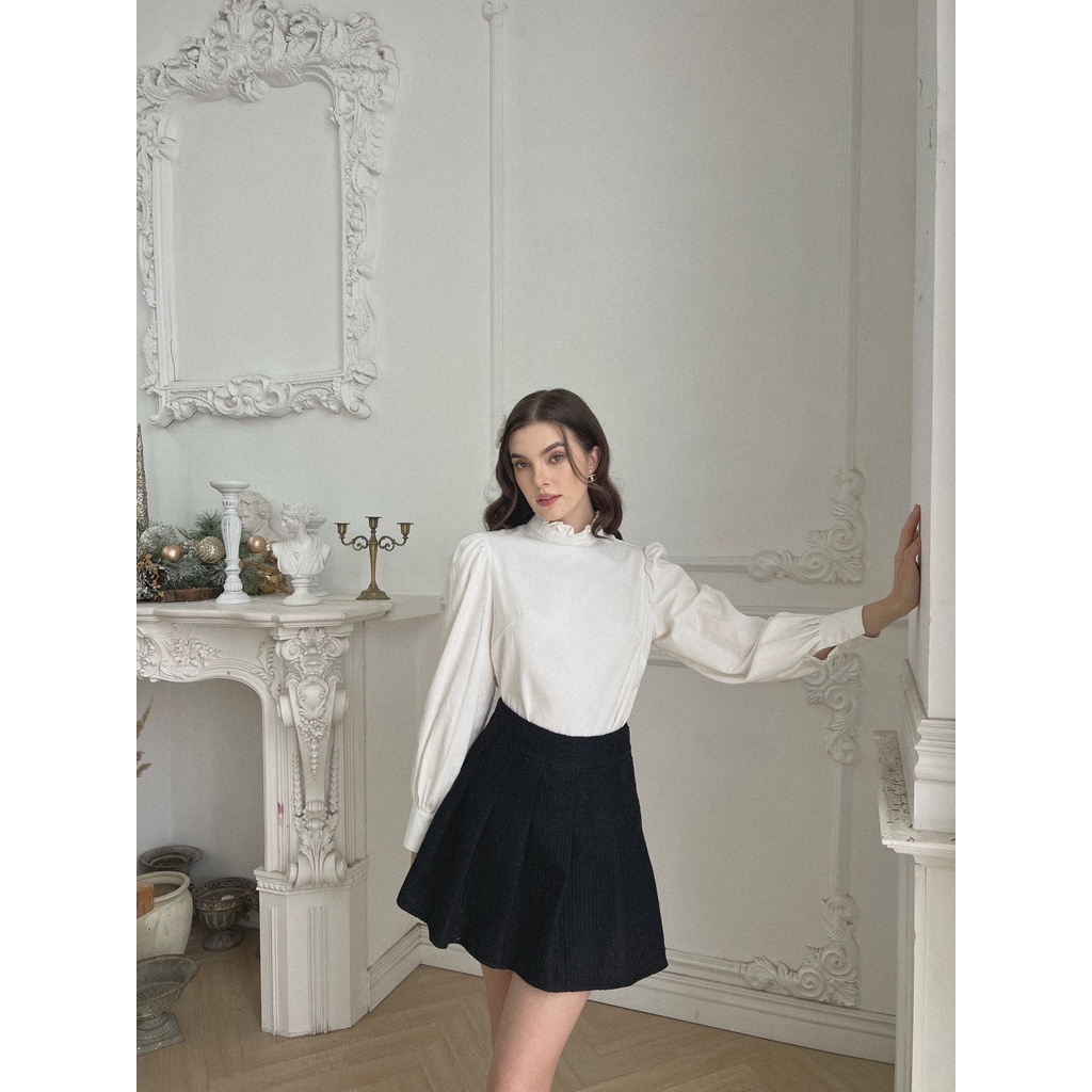 TIFFANY STUDIOS - Sơ Mi Cổ Tròn Tay Phồng Phong Cách Pháp