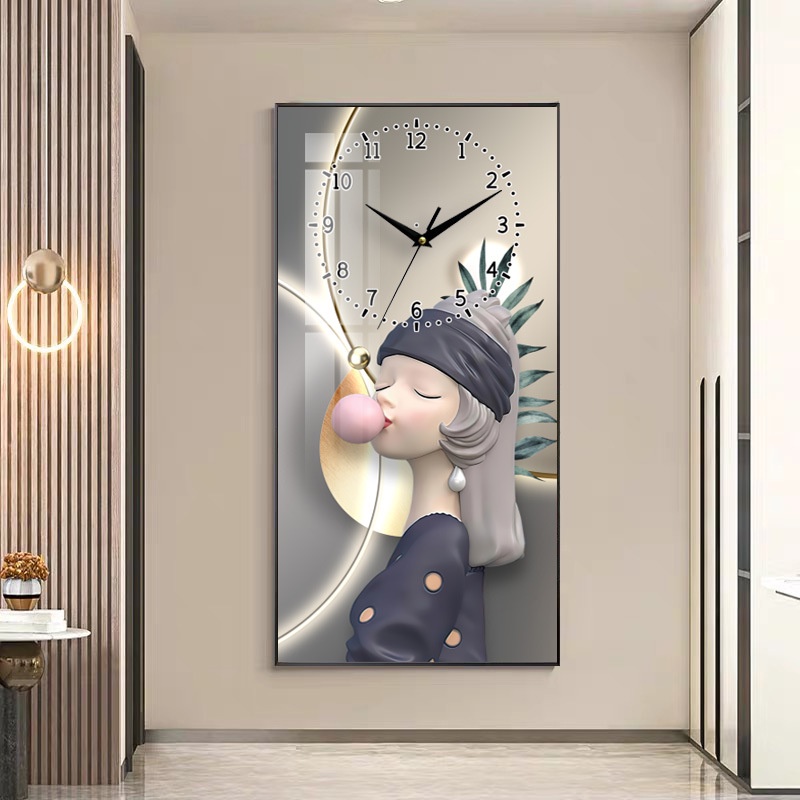 Tranh Đồng Hồ Tráng Gương Đứng Cô Gái 2  Treo Tường/Trang Trí Phòng Khách/ Phòng Làm Việc - Simplehouse