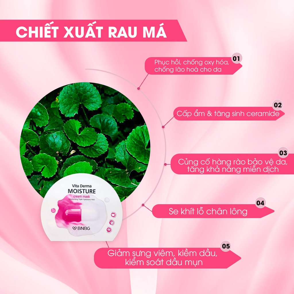 Mặt Nạ Dạng Kem Dưỡng Da Ẩm Mịn, Giúp Da Trắng Hồng BNBG Vita Derma Moisture Cream Mask 30ml