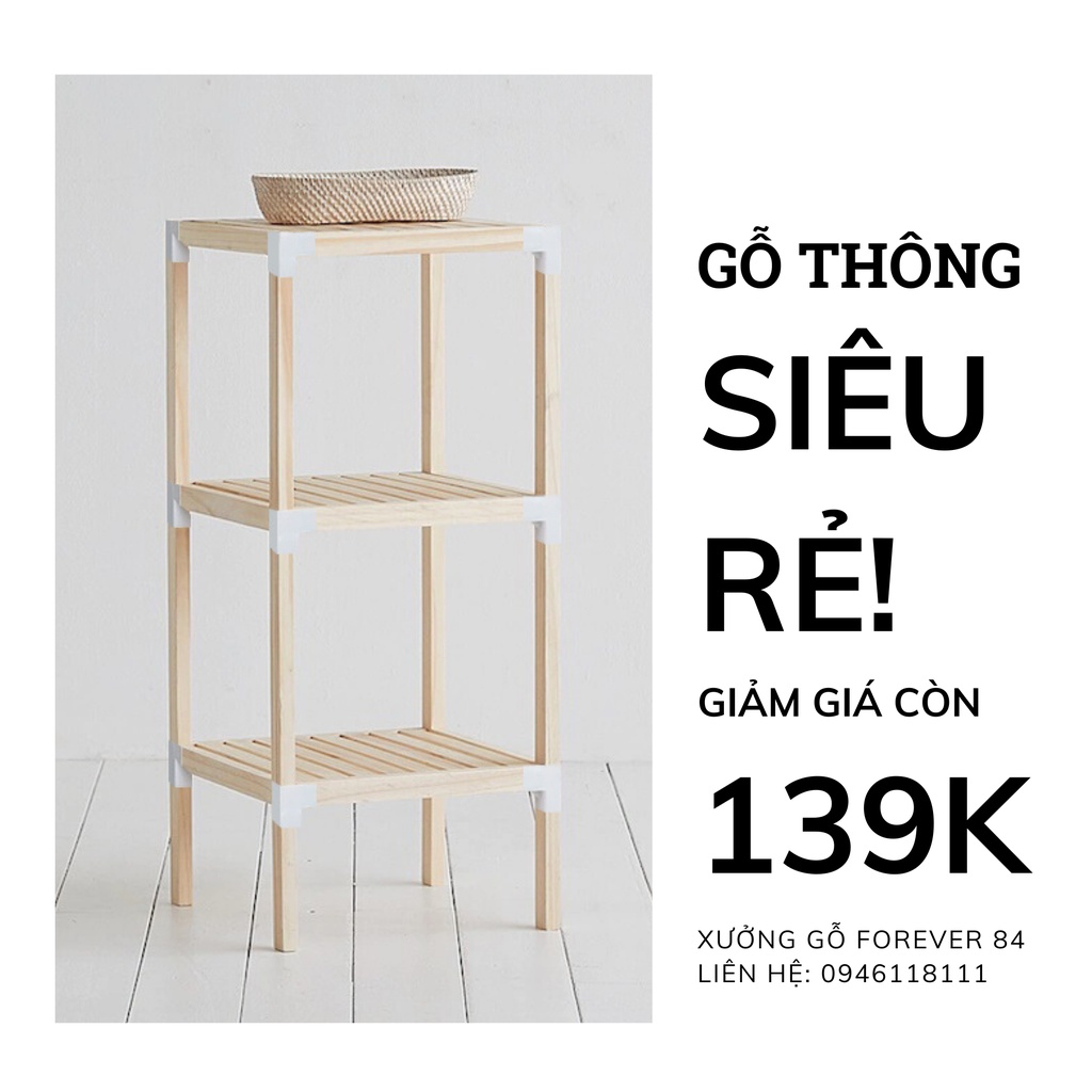 Kệ Gỗ Đa Năng Đầu Giường 3 Tầng - Kệ Đầu Giường Để Sách 35x35x45CM - HOÀN TIỀN 100% NẾU KHÁCH KHÔNG HÀI LÒNG