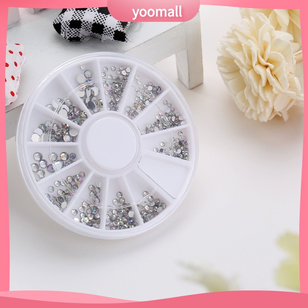 Hộp Hạt Đá Acrylic 5 Kích Cỡ Đính Móng Tay Trang Trí Nghệ Thuật 1 Bánh Xe