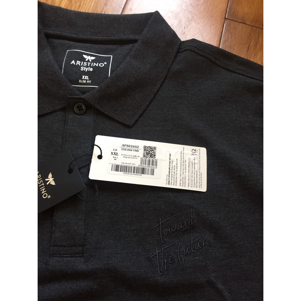 Áo polo Aristino APS026S2 dáng Slim fit, vải cotton pha dày cao cấp, mát, mềm, đứng áo