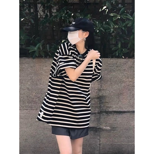 Áo thun kẻ đen trắng DA6