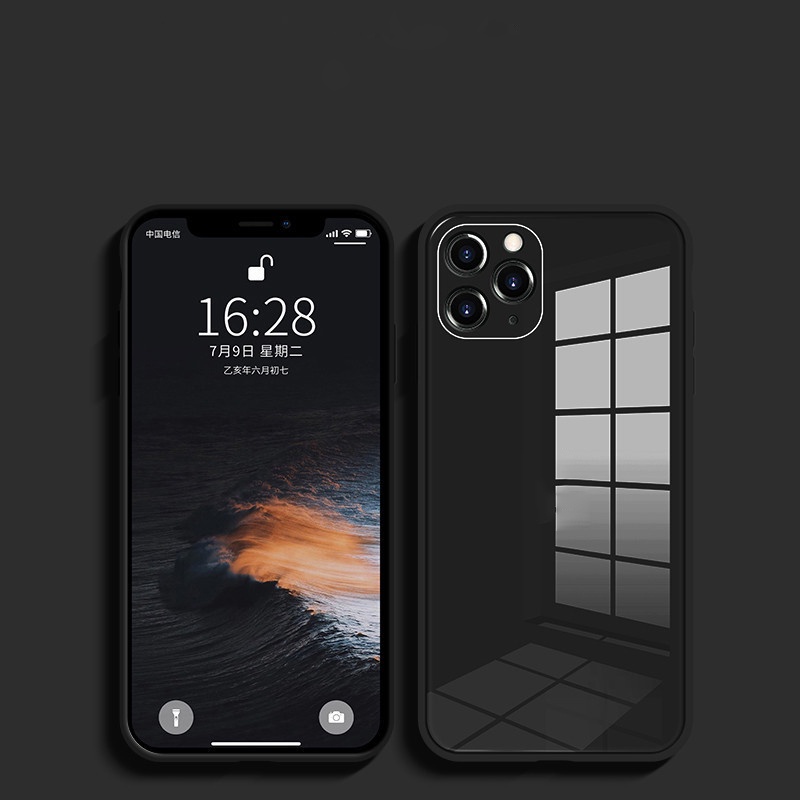 Ốp Điện Thoại Mặt Kính Cường Lực Viền Silicon Cho IPhone 6 6S 6S Plus 7 8 8plus Sự Bảo Vệ