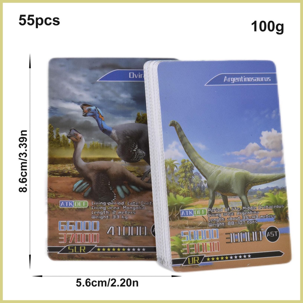 Bộ 55 Thẻ Chơi Game Hình Khủng Long Độc Đáo