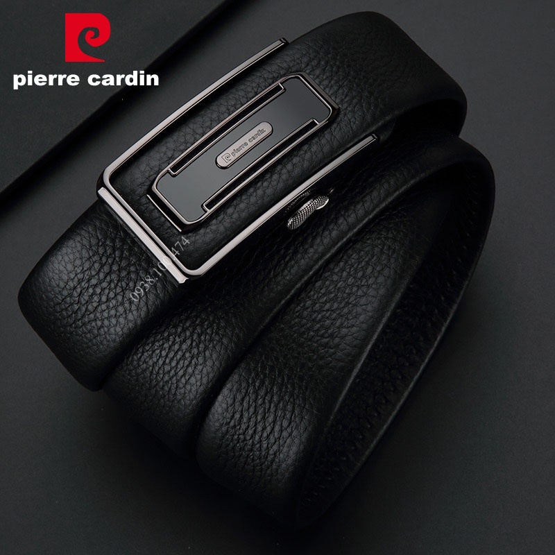 Thắt lưng Pierre Cardin nam chính hãng da bò thật khóa rút tự động