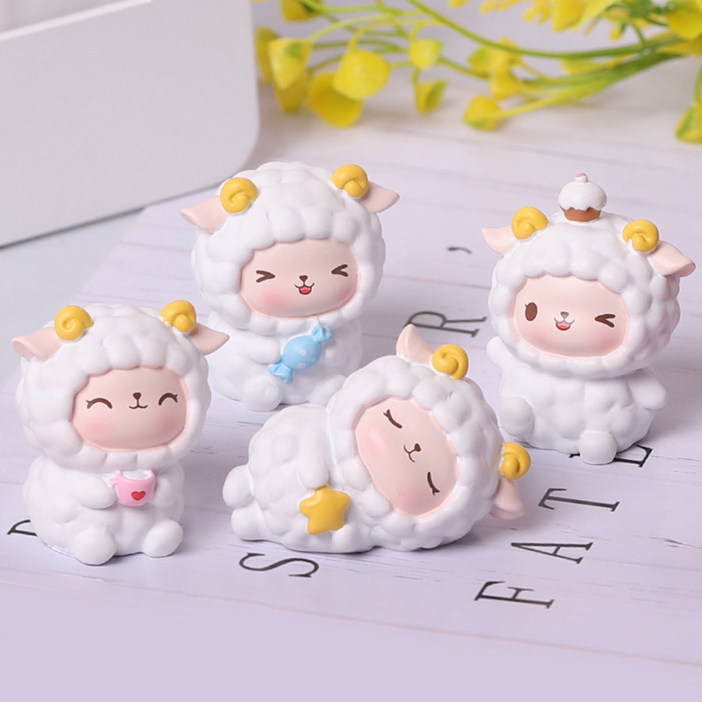 Tượng Cừu Trắng Cỡ Nhỏ Dễ Thương Dùng Trang Trí Bonsai