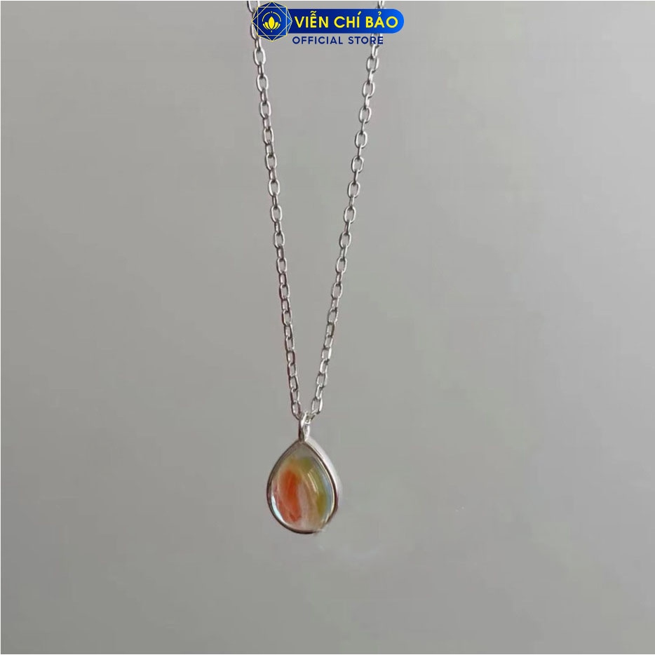 Dây chuyền giọt nước đá mặt trăng đơn giản chất liệu bạc 925 thời trang phụ kiện trang sức nữ Viễn Chí Bảo D400894