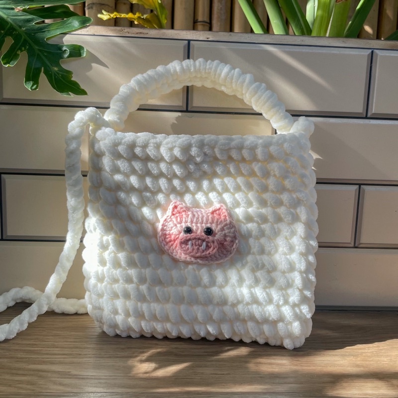 Túi xách túi đeo chéo túi len handmade sticker len đi chơi