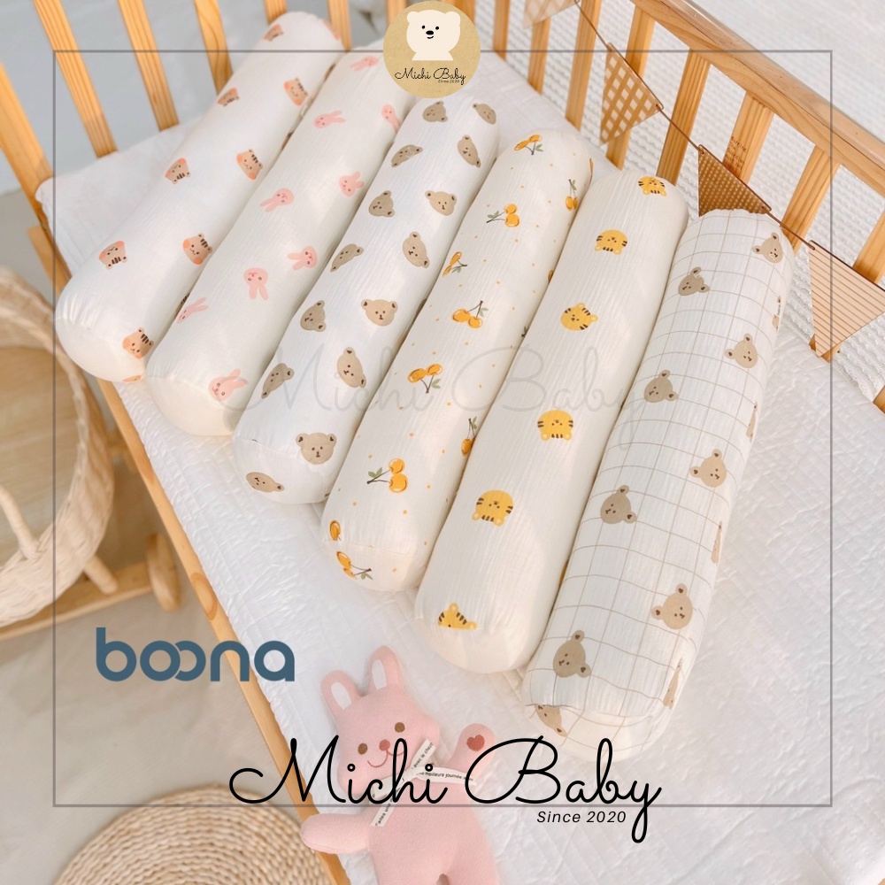 Gối Ôm Cho Bé Boona Vải Xô Muslin Cao Cấp Mềm Mại, Thấm Hút Thoáng Khí AT, Từ 0-2 Tuổi Michi MC102