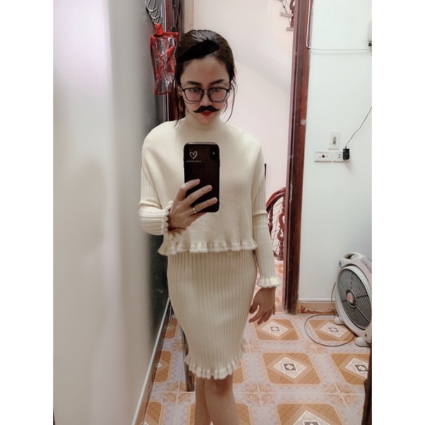 Váy len set 2 chi tiết thanh lý