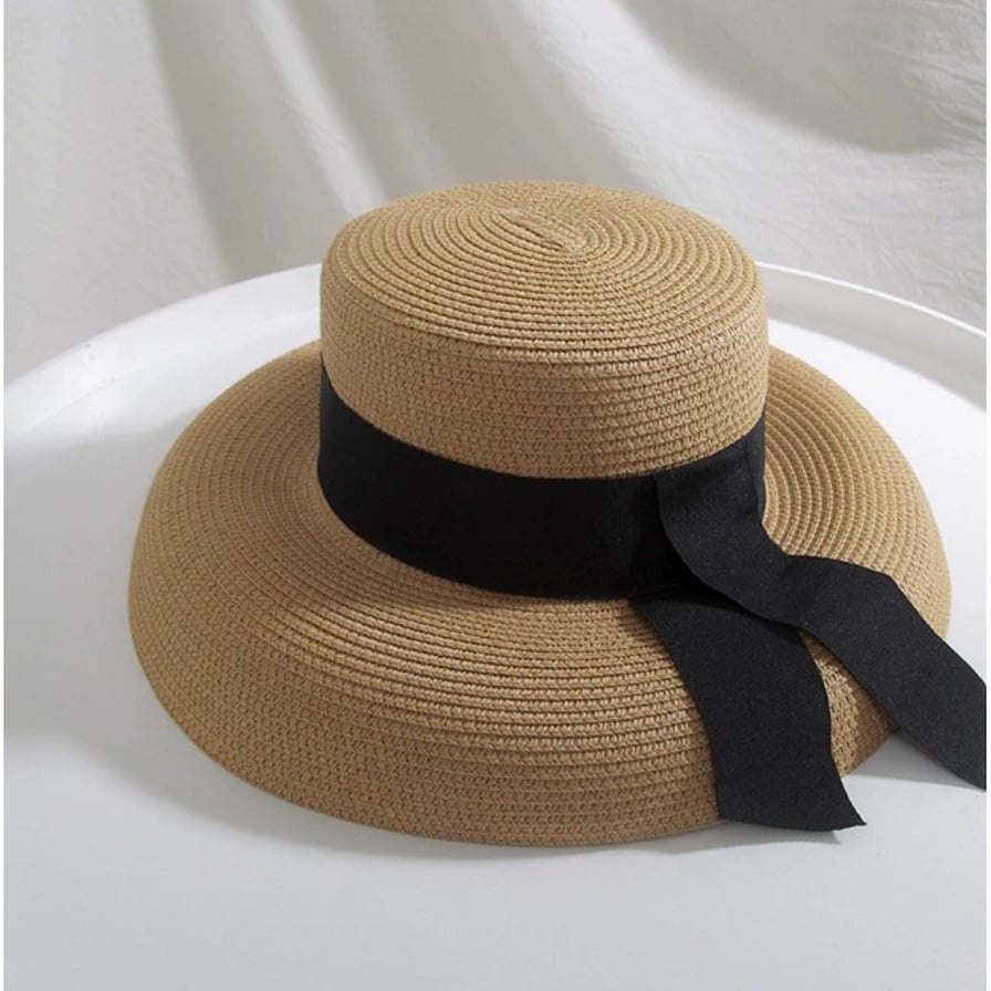 Mũ cói chuông lồng đèn nơ đi biển nón nữ vành cụp thời trang du lịch hè - MC05