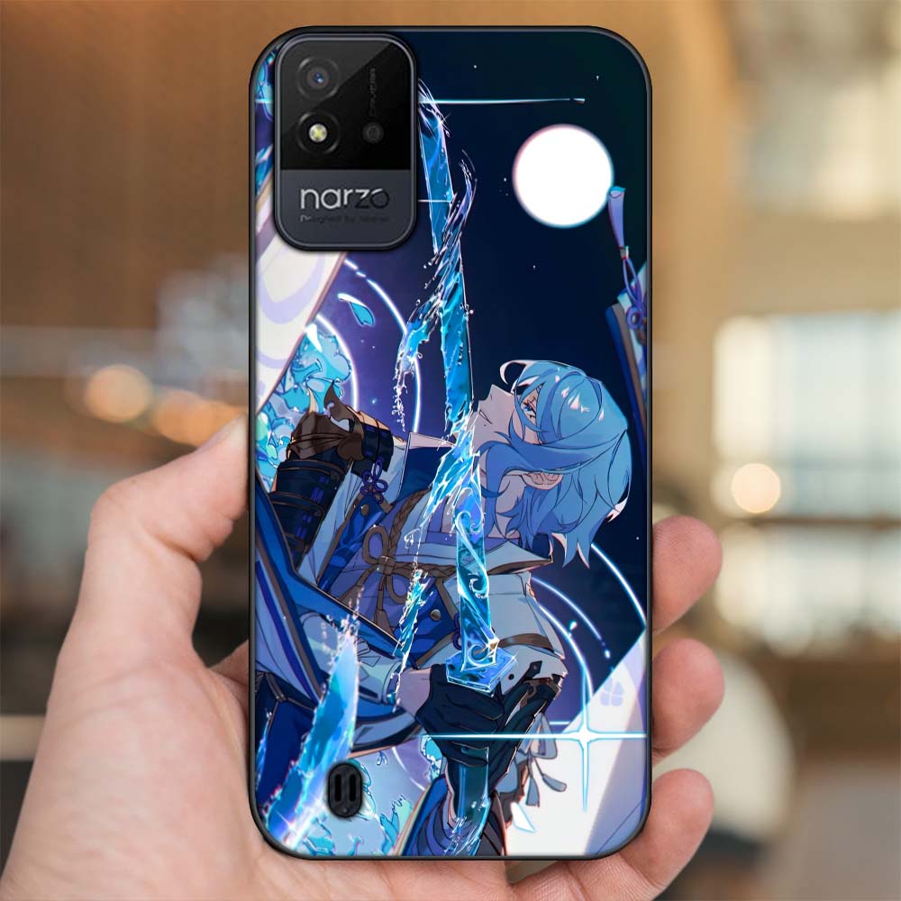 Ốp lưng Realme Narzo 50i viền đen in hình Kamisato Ayato Genshin Impact