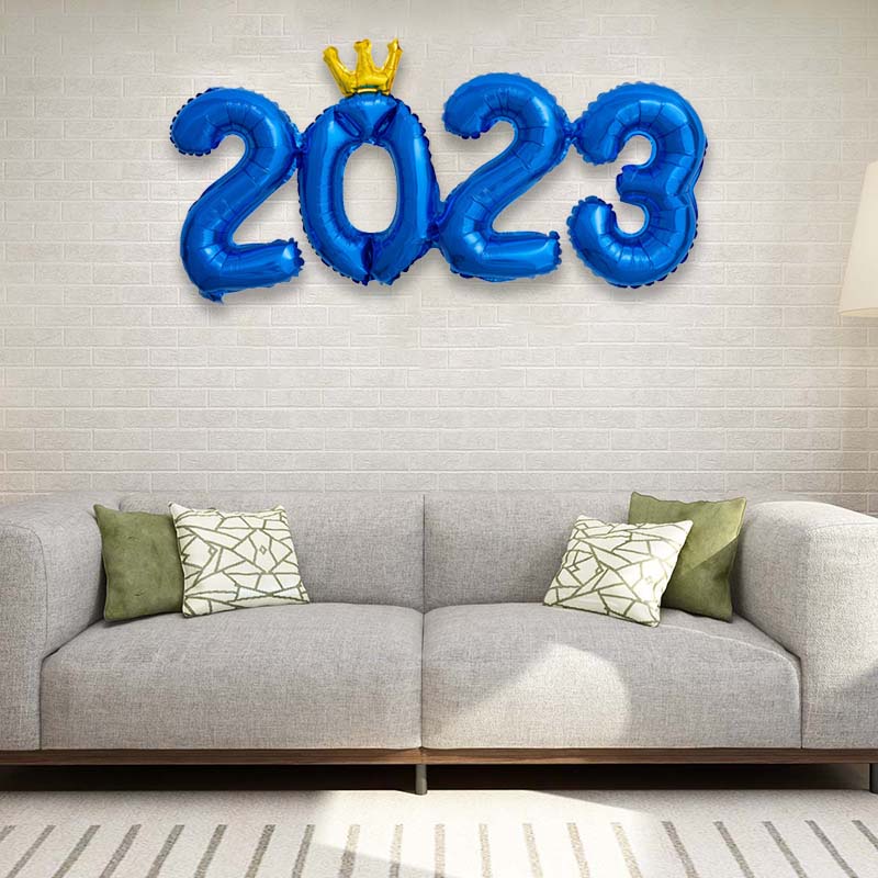 2023 Bóng bay năm mới hạnh phúc Lá nhôm Số bóng bay trang trí tại nhà cho các trang trí tiệc mừng Giáng sinh năm mới