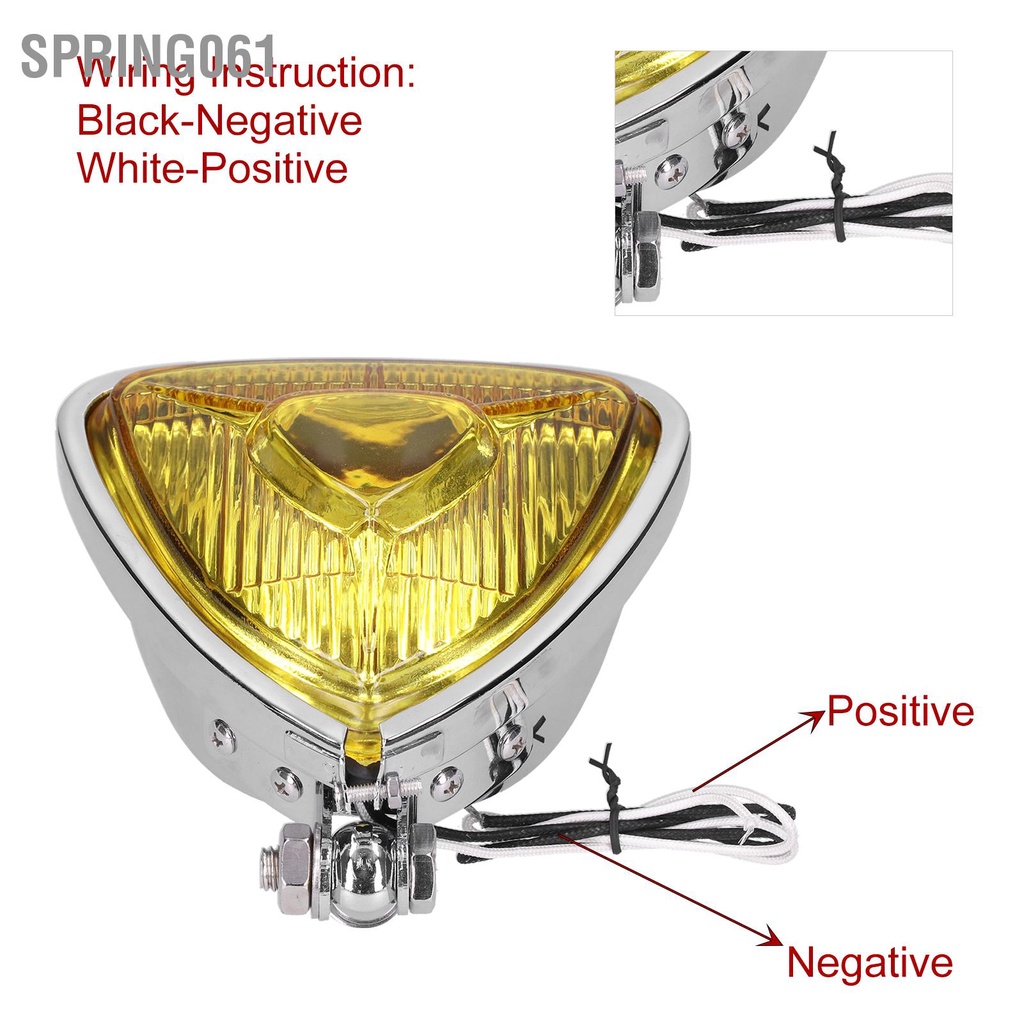 Ống kính màu vàng hình tam giác đèn pha xe máy 12V 55W M10 Cho Xe Mô Tô 【Spring061】