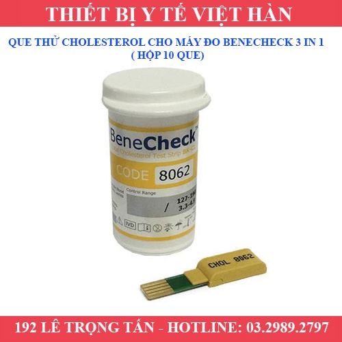 QUE THỬ CHOLESTEROL CHO MÁY ĐO BENECHECK 3 IN 1 ( HỘP 10 QUE)