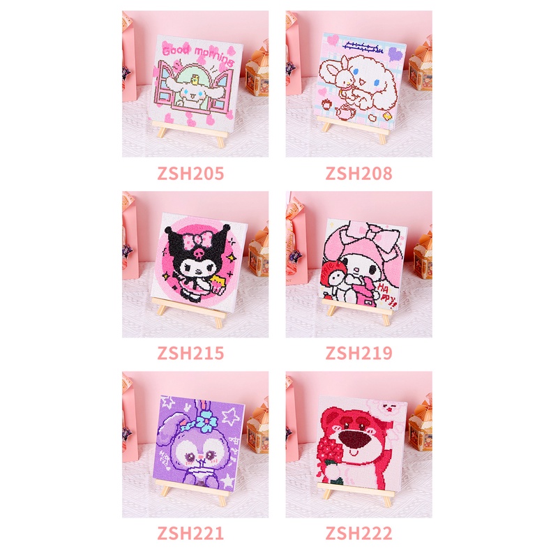 SANRIO Bộ Tranh Đính Đá Tự Làm Họa Tiết Hoạt Hình 20 * 20 Cho Bé