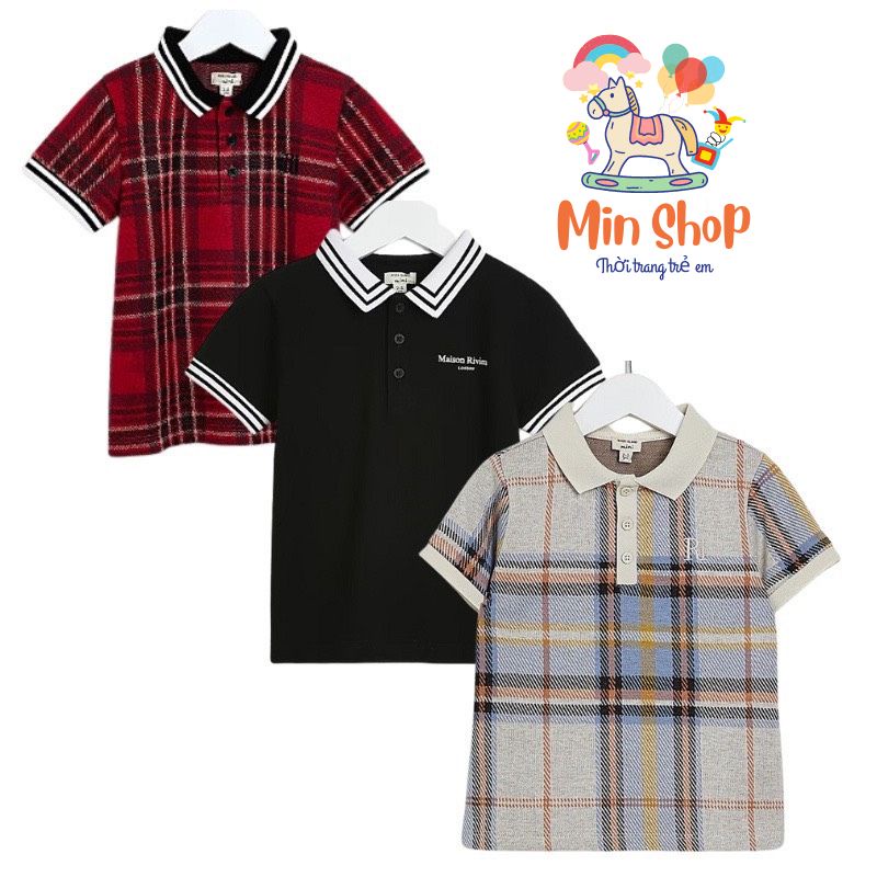 Áo thun, Áo Polo cho bé trai hàng xuất dư vải hãng River Island, áo cho bé chất cotton cao cấp từ 9-25kg Min shop Kids