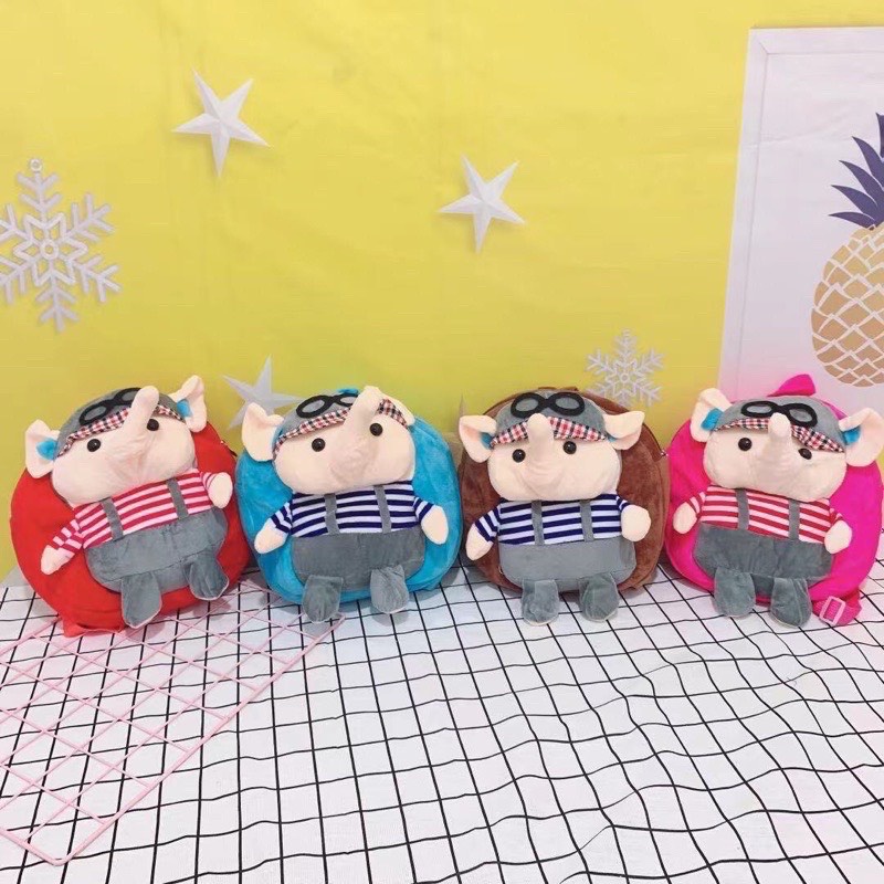 Balo cho bé mầm non bé trai bé gái ba lô voi trẻ em đi học mẫu giáo thú bông voi con dễ thương NGỌC BÍCH