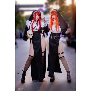 Váy xẻ tà cách điệu nữ tu cosplay