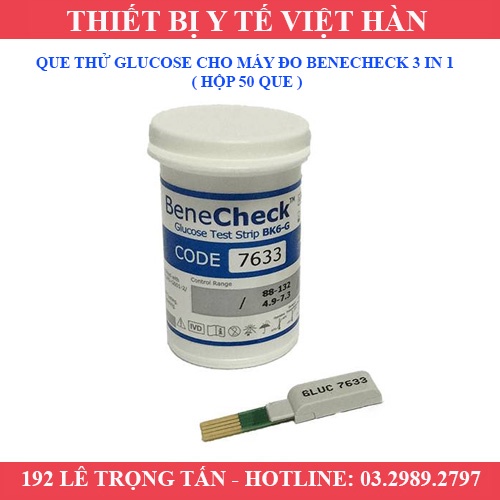 QUE THỬ GLUCOSE CHO MÁY ĐO BENECHECK 3 IN 1 ( HỘP 50 QUE )