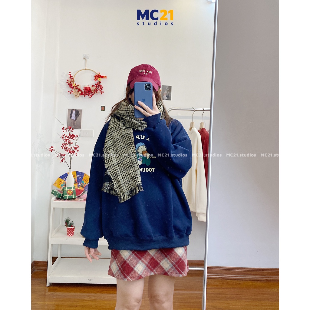 Áo sweater MC21.STUDIOS oversize Unisex nam nữ form rộng Ulzzang Streetwear Hàn Quốc chất nỉ lót lông cao cấp A3440