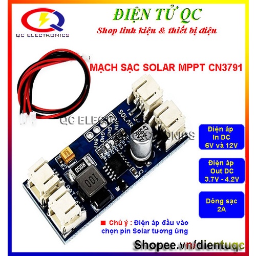 Mạch điều khiển sạc năng lượng mặt trời 6V và 12V MPPT (CN3791)
