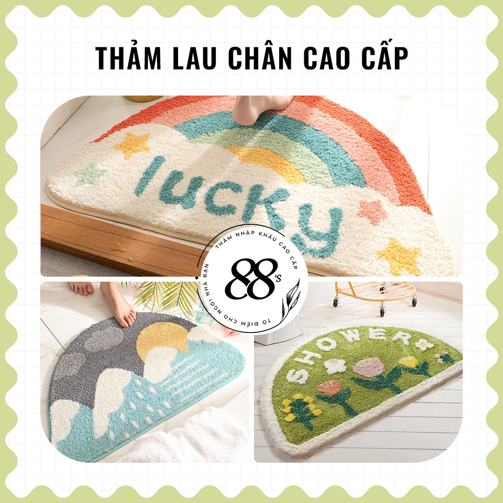 Thảm lau chân Thảm trải sàn Thảm trang trí Decor phòng ngủ chất liệu lông cừu cao cấp