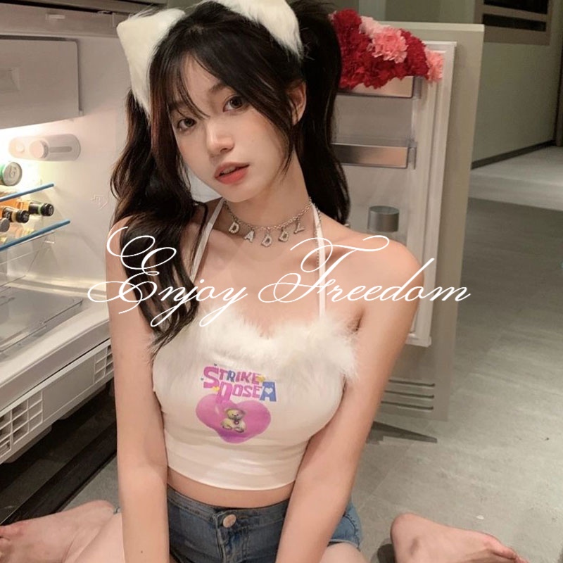 Áo Hai Dây In Họa Tiết Thời Trang Hàn Quốc Quyến Rũ Cho Nữ