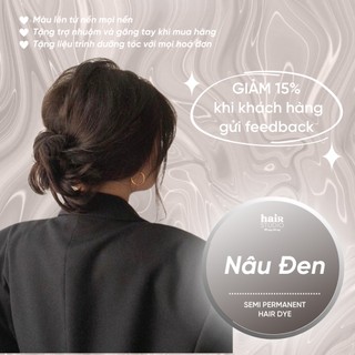 (Tặng Bodymist) Nhuộm tóc màu nâu đen không tẩy (tặng trợ dưỡng và găng tay)