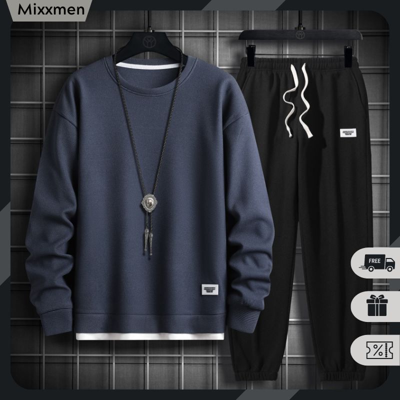 Bộ Đồ Nam Thể Thao Áo Nỉ Thu Đông Dài Tay Phối Quần Jogger Cạp Chun Dây Rút Thời Trang Mixxmen QA NAM 132