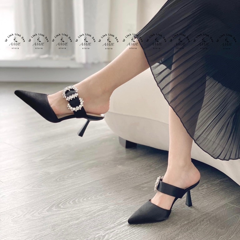 Guốc Mũi Nhọn Quai Đá Gót 7p