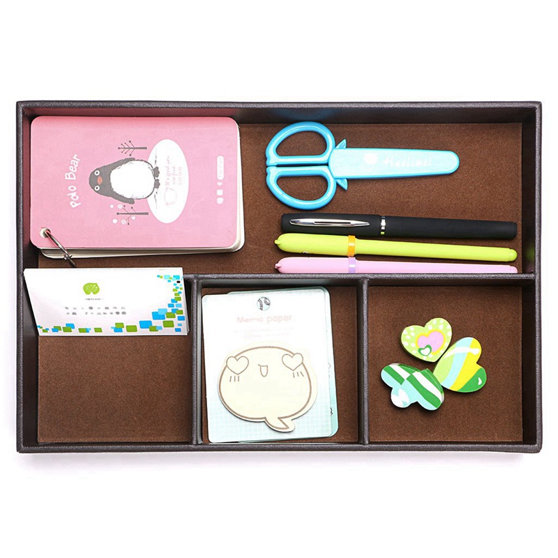 Khay Da Pu 4 Ngăn Đựng Đồ Dùng Để Bàn Đa Năng