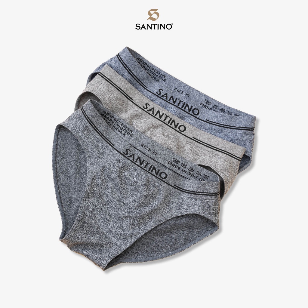 Quần Lót Tam Giác Nam Brief Hộp 3 Quần, Co Giãn Thoải Mái Kháng Khuẩn Santino S934