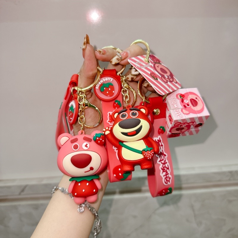 Móc khoá gấu dâu losto loại lớn size to dành cho móc khoá xe, khoá cửa cute