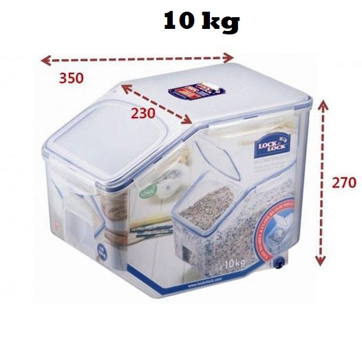 Thùng đựng gạo Lock&Lock 2,5kg HPL701 , 5kg HPL700 , 10kg HPL510  và combo 2 thùng HPL510MS2 2,5kg+10kg