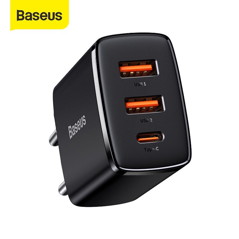 Củ sạc nhanh 3 cổng Baseus 30W PD USB Type C cho i14 13 12 Pro Max 11 Mini 8 Plus