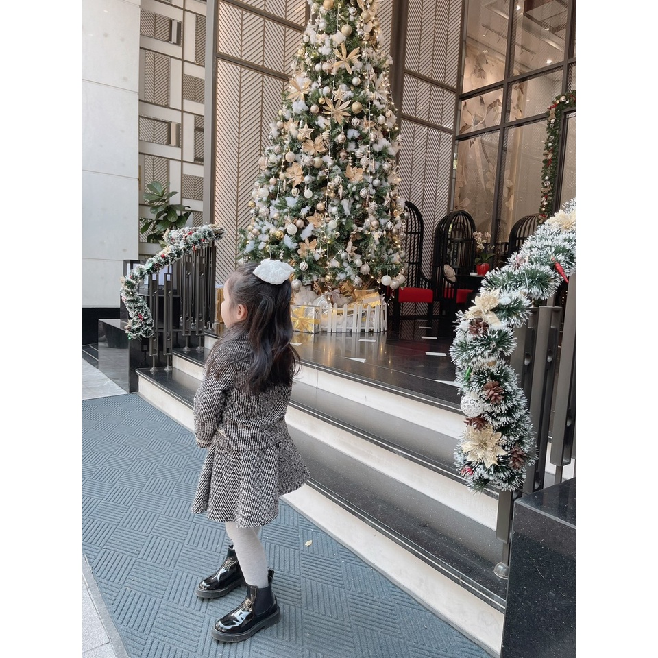 Set dạ chân váy đen trắng Lennco cho bé gái