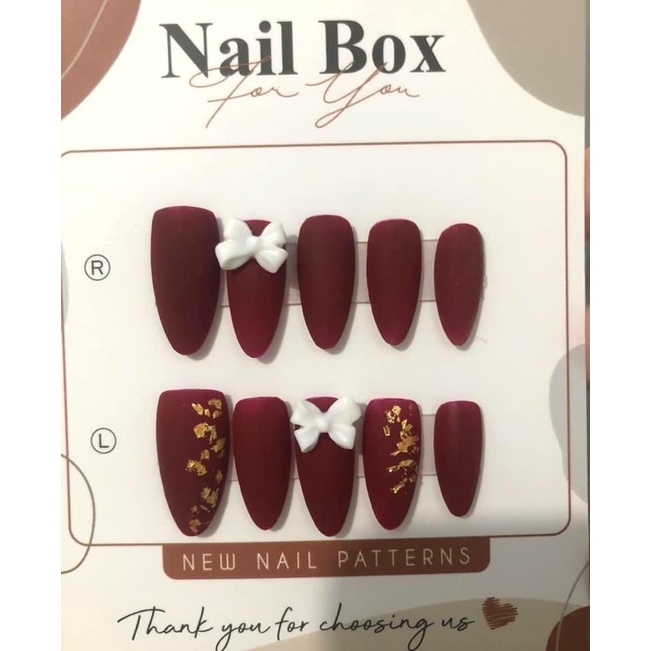 Nail Box - nail box thiết kế  màu đỏ mẫu nơ đơn giản dễ thương