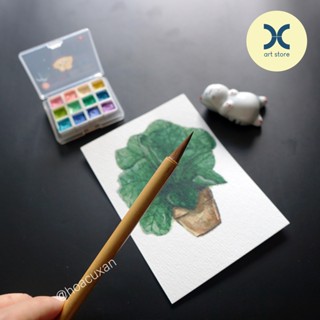 Cọ thư pháp Lang Hào Trúc Can thân trúc vàng, lông cọ màu nâu