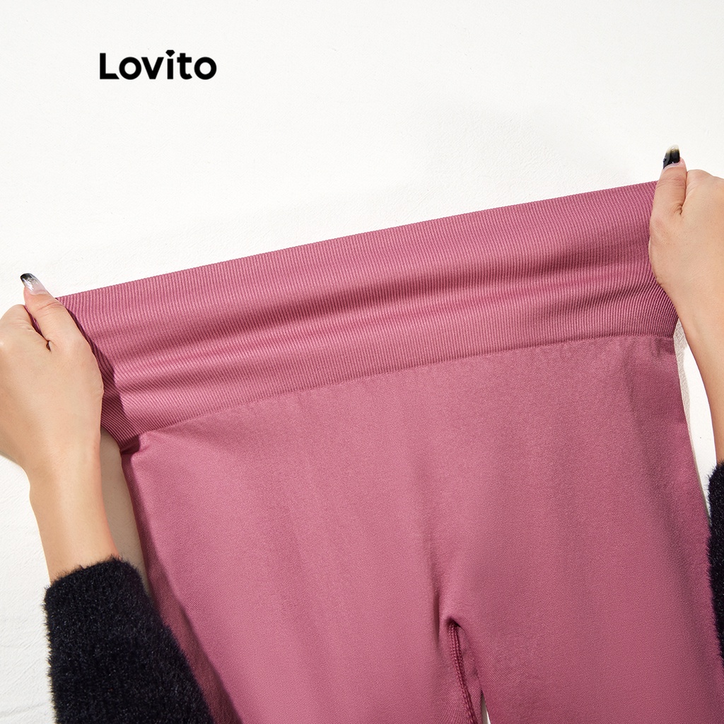 Quần legging lovito l04046 dáng ôm thể thao không xuyên thấu độ co giãn cao họa tiết ghép màu xanh dương/hồng