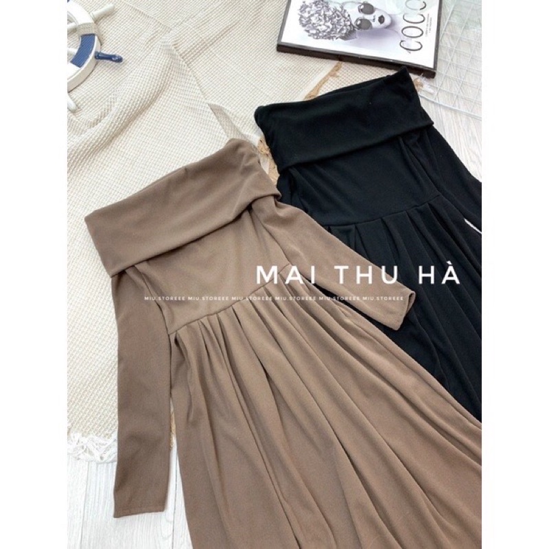 VÁY TRỄ VAI TRƠN LEN TĂM DÁNG DÀI VTVDDT