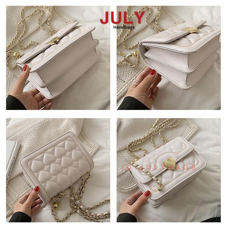 Túi đeo chéo nữ dây xích vintage hàn quốc dễ thương năp hình trái tim túi hộp vuông xách nữ đẹp đi chơi